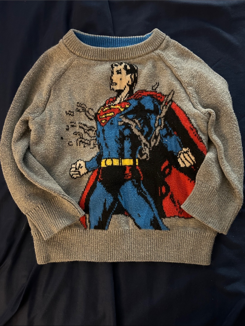Gray Superman Graphic Crewneck Sweater - Men's